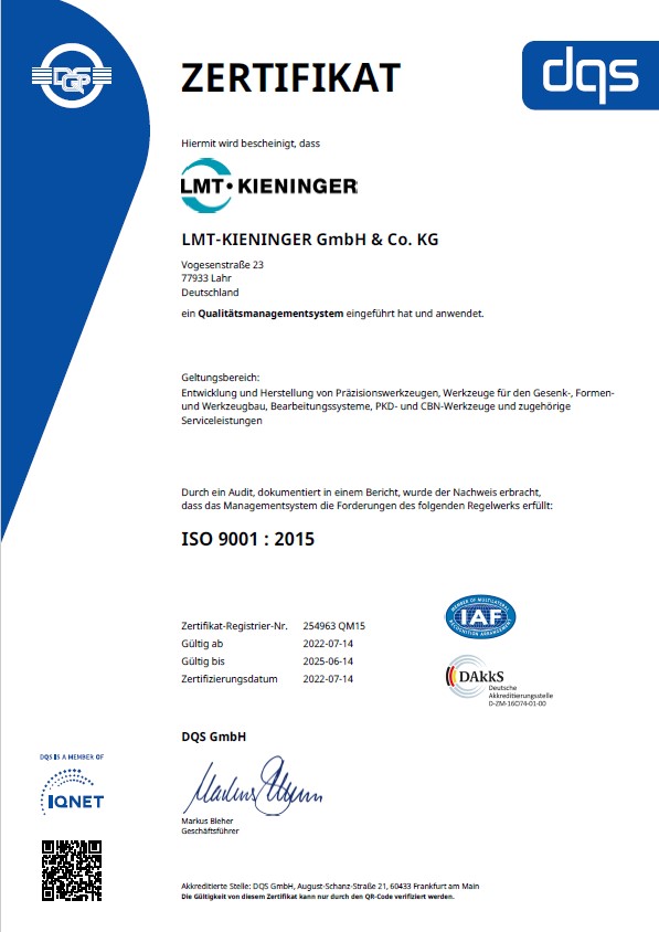 Qualitätsmanagementsystem LMT Kieninger