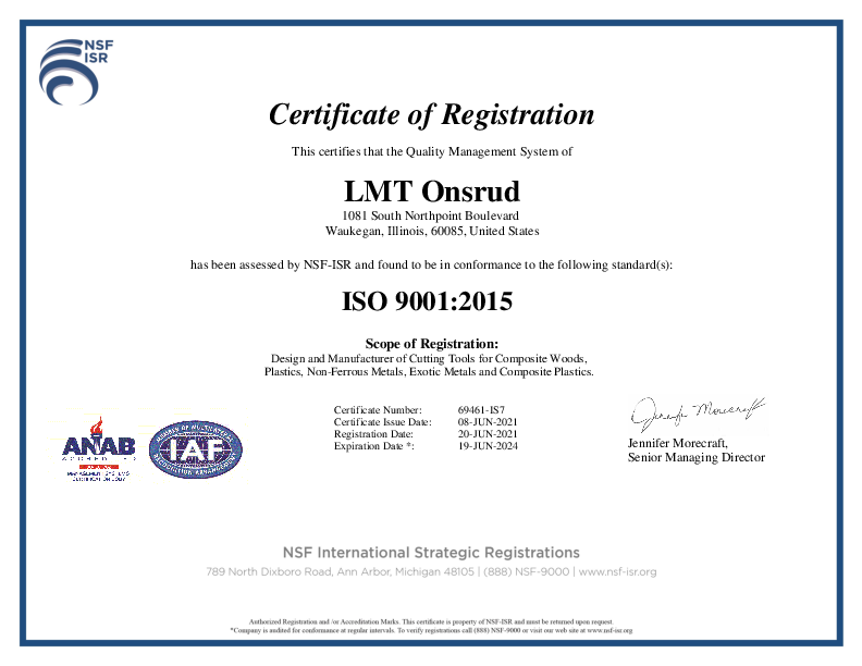 Quality Management ISO 9001 - LMT Onsrud