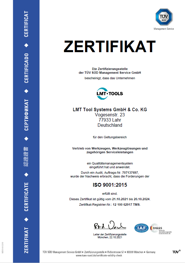 Qualitätsmanagementsystem - LMT Tool Systems GmbH & Co. KG